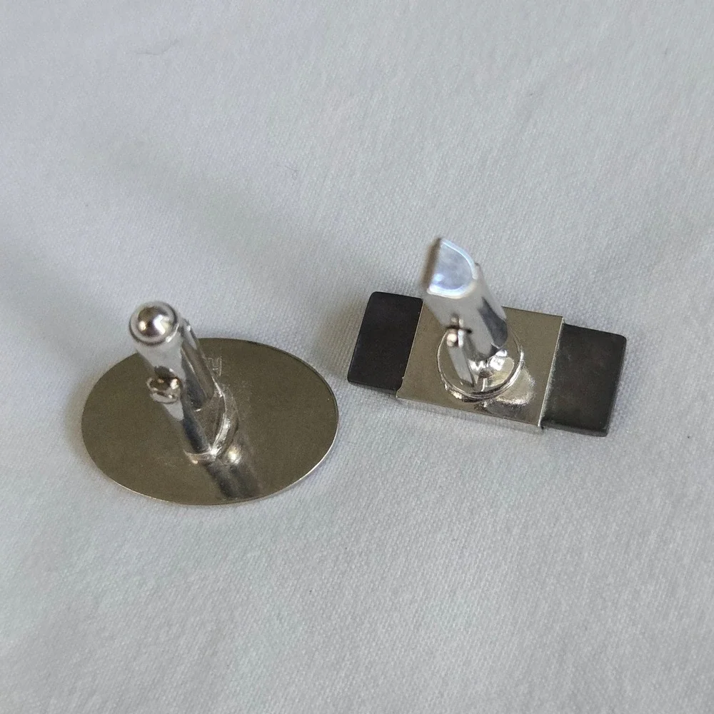 VTG Cufflinks Mismatched Eclectic Unique Formal Men's Silver Black Set Unbranded
